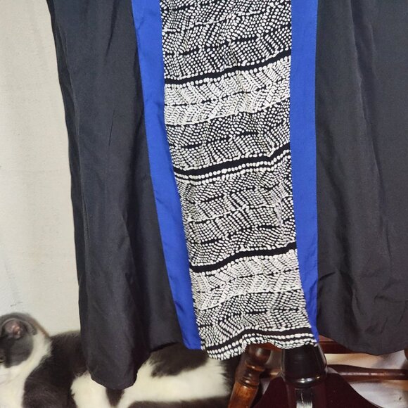 Coldwater Creek Black White Blue Slevless V Notch Native Print Poly Top Sz 1X 18 - Picture 7 of 16